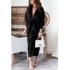 imageBTFBM Maxi Dresses for Women Fall 2025 Long Sleeve Lapel Neck Button Down Elegant Satin Belted Ruched Summer Shirt DressBlack