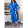imageBTFBM Maxi Dresses for Women Fall 2025 Long Sleeve Lapel Neck Button Down Elegant Satin Belted Ruched Summer Shirt DressBrilliant Blue
