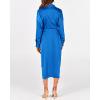 imageBTFBM Maxi Dresses for Women Fall 2025 Long Sleeve Lapel Neck Button Down Elegant Satin Belted Ruched Summer Shirt DressBrilliant Blue