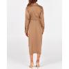 imageBTFBM Maxi Dresses for Women Fall 2025 Long Sleeve Lapel Neck Button Down Elegant Satin Belted Ruched Summer Shirt DressLight Khaki