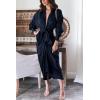imageBTFBM Maxi Dresses for Women Fall 2025 Long Sleeve Lapel Neck Button Down Elegant Satin Belted Ruched Summer Shirt DressNavy