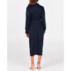 imageBTFBM Maxi Dresses for Women Fall 2025 Long Sleeve Lapel Neck Button Down Elegant Satin Belted Ruched Summer Shirt DressNavy