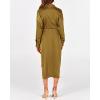 imageBTFBM Maxi Dresses for Women Fall 2025 Long Sleeve Lapel Neck Button Down Elegant Satin Belted Ruched Summer Shirt DressOlive Green