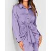 imageBTFBM Maxi Dresses for Women Fall 2025 Long Sleeve Lapel Neck Button Down Elegant Satin Belted Ruched Summer Shirt DressPurple