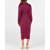 imageBTFBM Maxi Dresses for Women Fall 2025 Long Sleeve Lapel Neck Button Down Elegant Satin Belted Ruched Summer Shirt DressPurple Red