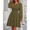 imageBTFBM Mini Dresses for Women 2025 Casual Lightweight Long Sleeve V Neck A Line Elastic Waist Party Holiday Dress PocketsArmy Green