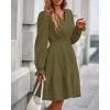 imageBTFBM Mini Dresses for Women 2025 Casual Lightweight Long Sleeve V Neck A Line Elastic Waist Party Holiday Dress PocketsArmy Green