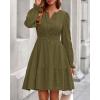 imageBTFBM Mini Dresses for Women 2025 Casual Lightweight Long Sleeve V Neck A Line Elastic Waist Party Holiday Dress PocketsArmy Green