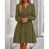 imageBTFBM Mini Dresses for Women 2025 Casual Lightweight Long Sleeve V Neck A Line Elastic Waist Party Holiday Dress PocketsArmy Green