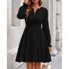 imageBTFBM Mini Dresses for Women 2025 Casual Lightweight Long Sleeve V Neck A Line Elastic Waist Party Holiday Dress PocketsBlack