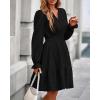 imageBTFBM Mini Dresses for Women 2025 Casual Lightweight Long Sleeve V Neck A Line Elastic Waist Party Holiday Dress PocketsBlack