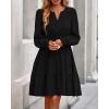 imageBTFBM Mini Dresses for Women 2025 Casual Lightweight Long Sleeve V Neck A Line Elastic Waist Party Holiday Dress PocketsBlack