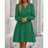 imageBTFBM Mini Dresses for Women 2025 Casual Lightweight Long Sleeve V Neck A Line Elastic Waist Party Holiday Dress PocketsDark Green
