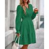 imageBTFBM Mini Dresses for Women 2025 Casual Lightweight Long Sleeve V Neck A Line Elastic Waist Party Holiday Dress PocketsDark Green