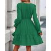 imageBTFBM Mini Dresses for Women 2025 Casual Lightweight Long Sleeve V Neck A Line Elastic Waist Party Holiday Dress PocketsDark Green