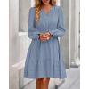 imageBTFBM Mini Dresses for Women 2025 Casual Lightweight Long Sleeve V Neck A Line Elastic Waist Party Holiday Dress PocketsDusty Blue