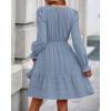 imageBTFBM Mini Dresses for Women 2025 Casual Lightweight Long Sleeve V Neck A Line Elastic Waist Party Holiday Dress PocketsDusty Blue