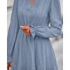 imageBTFBM Mini Dresses for Women 2025 Casual Lightweight Long Sleeve V Neck A Line Elastic Waist Party Holiday Dress PocketsDusty Blue