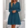 imageBTFBM Mini Dresses for Women 2025 Casual Lightweight Long Sleeve V Neck A Line Elastic Waist Party Holiday Dress PocketsLake Blue