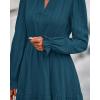 imageBTFBM Mini Dresses for Women 2025 Casual Lightweight Long Sleeve V Neck A Line Elastic Waist Party Holiday Dress PocketsLake Blue