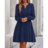 imageBTFBM Mini Dresses for Women 2025 Casual Lightweight Long Sleeve V Neck A Line Elastic Waist Party Holiday Dress PocketsNavy