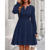 imageBTFBM Mini Dresses for Women 2025 Casual Lightweight Long Sleeve V Neck A Line Elastic Waist Party Holiday Dress PocketsNavy