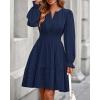 imageBTFBM Mini Dresses for Women 2025 Casual Lightweight Long Sleeve V Neck A Line Elastic Waist Party Holiday Dress PocketsNavy