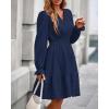 imageBTFBM Mini Dresses for Women 2025 Casual Lightweight Long Sleeve V Neck A Line Elastic Waist Party Holiday Dress PocketsNavy