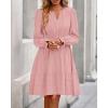 imageBTFBM Mini Dresses for Women 2025 Casual Lightweight Long Sleeve V Neck A Line Elastic Waist Party Holiday Dress PocketsPink
