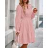 imageBTFBM Mini Dresses for Women 2025 Casual Lightweight Long Sleeve V Neck A Line Elastic Waist Party Holiday Dress PocketsPink