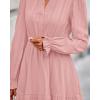imageBTFBM Mini Dresses for Women 2025 Casual Lightweight Long Sleeve V Neck A Line Elastic Waist Party Holiday Dress PocketsPink