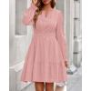 imageBTFBM Mini Dresses for Women 2025 Casual Lightweight Long Sleeve V Neck A Line Elastic Waist Party Holiday Dress PocketsPink