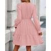 imageBTFBM Mini Dresses for Women 2025 Casual Lightweight Long Sleeve V Neck A Line Elastic Waist Party Holiday Dress PocketsPink