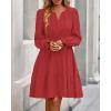 imageBTFBM Mini Dresses for Women 2025 Casual Lightweight Long Sleeve V Neck A Line Elastic Waist Party Holiday Dress PocketsRed