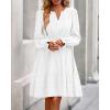 imageBTFBM Mini Dresses for Women 2025 Casual Lightweight Long Sleeve V Neck A Line Elastic Waist Party Holiday Dress PocketsWhite