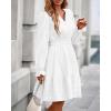 imageBTFBM Mini Dresses for Women 2025 Casual Lightweight Long Sleeve V Neck A Line Elastic Waist Party Holiday Dress PocketsWhite