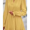 imageBTFBM Mini Dresses for Women 2025 Casual Lightweight Long Sleeve V Neck A Line Elastic Waist Party Holiday Dress PocketsYellow