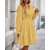 imageBTFBM Mini Dresses for Women 2025 Casual Lightweight Long Sleeve V Neck A Line Elastic Waist Party Holiday Dress PocketsYellow