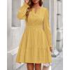 imageBTFBM Mini Dresses for Women 2025 Casual Lightweight Long Sleeve V Neck A Line Elastic Waist Party Holiday Dress PocketsYellow