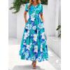 imageBTFBM Summer Dresses for Women 2025 Floral Casual Short Sleeve V Neck Elastic Waist Maxi Wedding Guest Dress PocketsFloral Blue Green