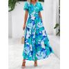 imageBTFBM Summer Dresses for Women 2025 Floral Casual Short Sleeve V Neck Elastic Waist Maxi Wedding Guest Dress PocketsFloral Blue Green