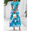 imageBTFBM Summer Dresses for Women 2025 Floral Casual Short Sleeve V Neck Elastic Waist Maxi Wedding Guest Dress PocketsFloral Blue Green
