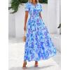imageBTFBM Summer Dresses for Women 2025 Floral Casual Short Sleeve V Neck Elastic Waist Maxi Wedding Guest Dress PocketsFloral Blue Purple