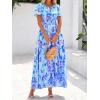imageBTFBM Summer Dresses for Women 2025 Floral Casual Short Sleeve V Neck Elastic Waist Maxi Wedding Guest Dress PocketsFloral Blue Purple