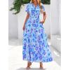 imageBTFBM Summer Dresses for Women 2025 Floral Casual Short Sleeve V Neck Elastic Waist Maxi Wedding Guest Dress PocketsFloral Blue Purple