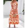 imageBTFBM Summer Dresses for Women 2025 Floral Casual Short Sleeve V Neck Elastic Waist Maxi Wedding Guest Dress PocketsFloral Brick Red