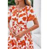 imageBTFBM Summer Dresses for Women 2025 Floral Casual Short Sleeve V Neck Elastic Waist Maxi Wedding Guest Dress PocketsFloral Brick Red