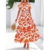 imageBTFBM Summer Dresses for Women 2025 Floral Casual Short Sleeve V Neck Elastic Waist Maxi Wedding Guest Dress PocketsFloral Brick Red