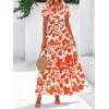 imageBTFBM Summer Dresses for Women 2025 Floral Casual Short Sleeve V Neck Elastic Waist Maxi Wedding Guest Dress PocketsFloral Brick Red