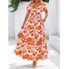 imageBTFBM Summer Dresses for Women 2025 Floral Casual Short Sleeve V Neck Elastic Waist Maxi Wedding Guest Dress PocketsFloral Brick Red
